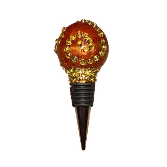 Gold & Copper  Swirly Designed Crystal Wine Bottle Stopper - Picture 2 of 6